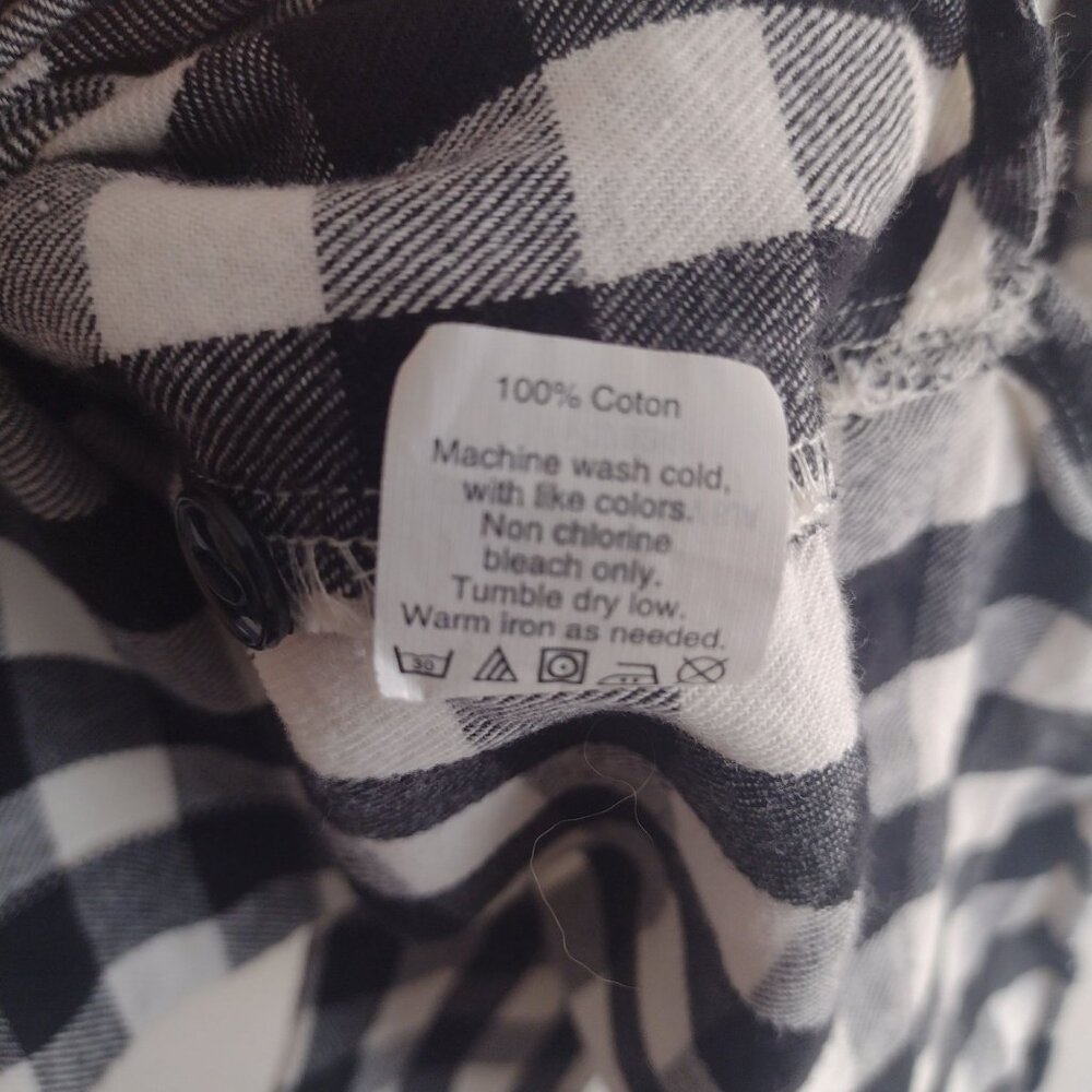 Madewell Checkered Flannel Shirt S Black White Check Cotton L/S Top - Picture 6 of 7